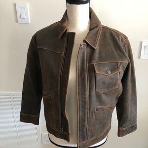 Gap kids brown leather jacket size medium 7-8